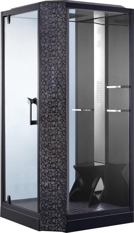 Душевая кабина Orans SR-89101LS черная, с хамамом и сиденьем