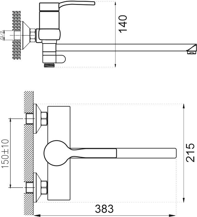 Смеситель с длинным изливом для ванны BELZ B22612 хром