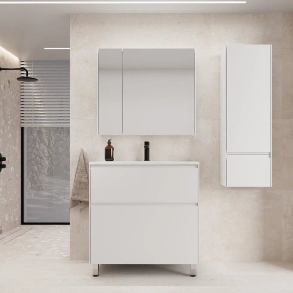 Мебель для ванной комнаты Style Line Лима Plus 90 напольная, эмаль, белая матовая