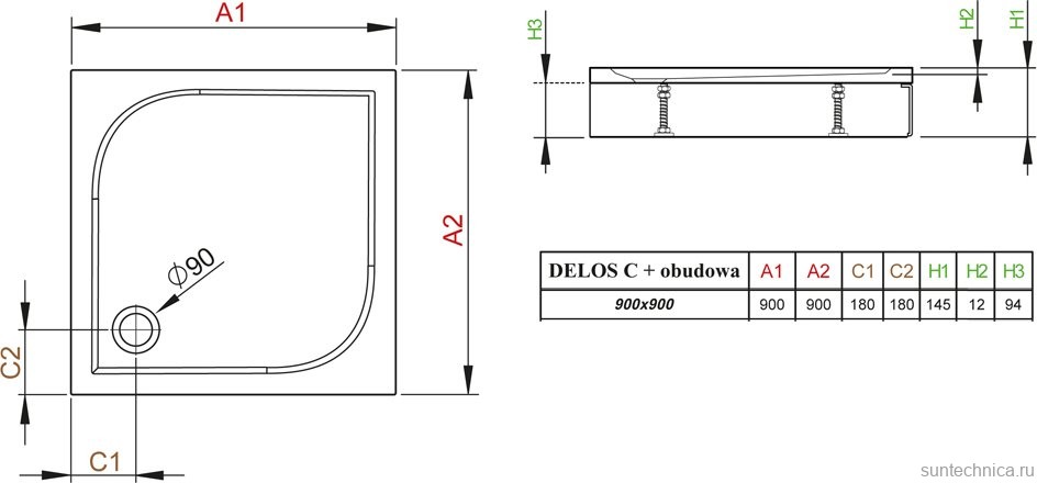 Поддон для душа Radaway Delos C900 с панелью