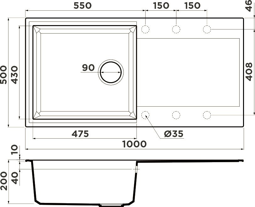 Комплект Мойка Omoikiri Sakaime 100-BL чёрная + Измельчитель Nagare 750