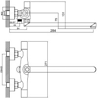 Смеситель с длинным изливом для ванны Orange Alfi M82-214cr хром