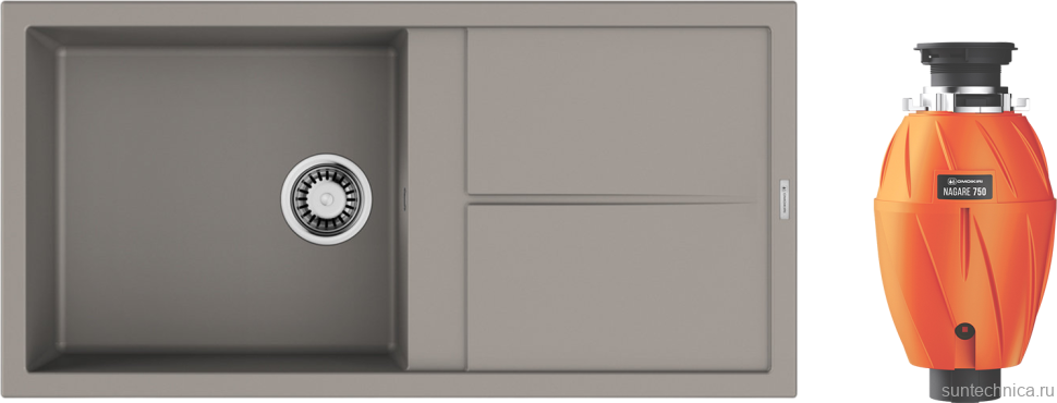 Комплект Мойка Omoikiri Sumi 100A-GR leningrad grey + Измельчитель Nagare 750