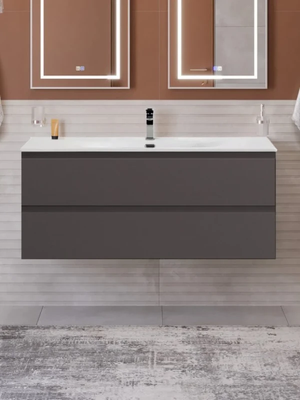 Тумба с раковиной BelBagno Kraft 120 подвесная, матовая темно-серая, раковина bb-8099-120