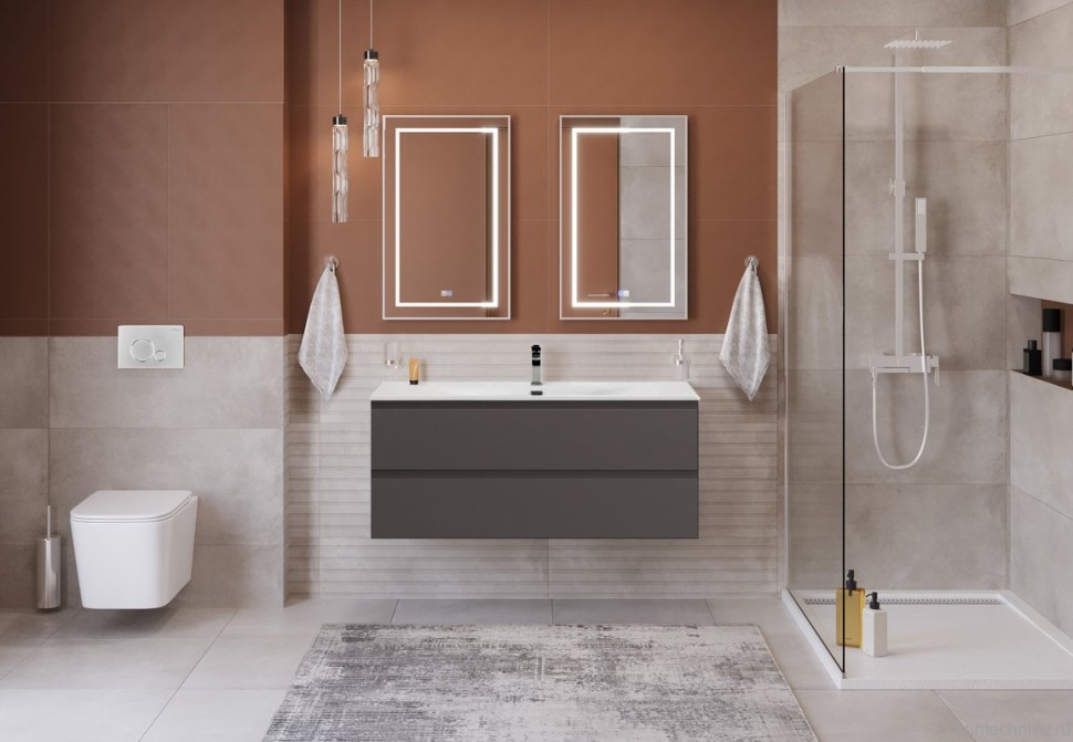 Тумба с раковиной BelBagno Kraft 120 подвесная, матовая темно-серая, раковина bb-8099-120