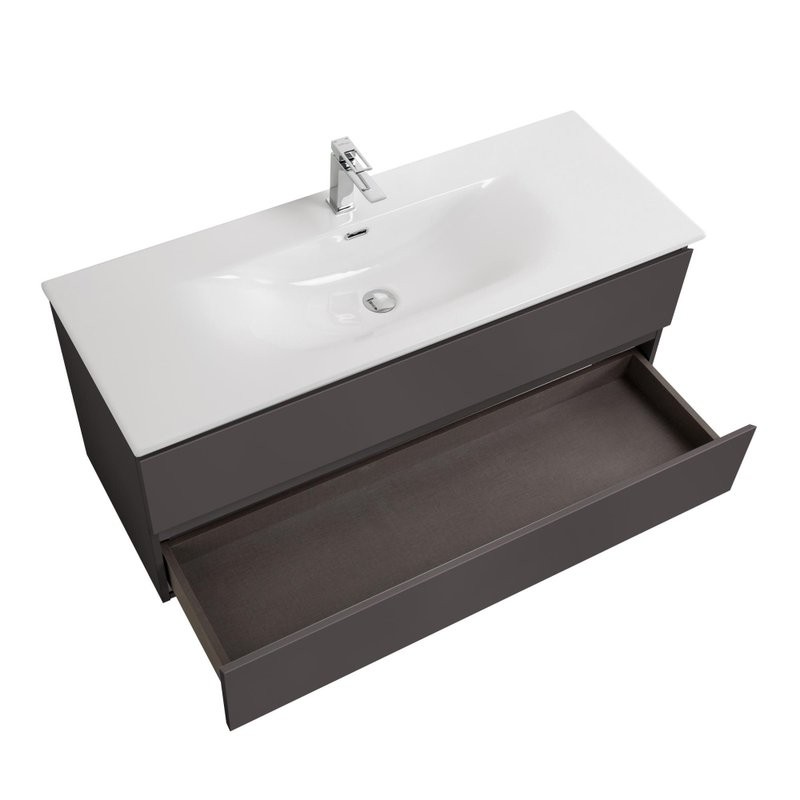 Тумба с раковиной BelBagno Kraft 120 подвесная, матовая темно-серая, раковина bb-8099-120