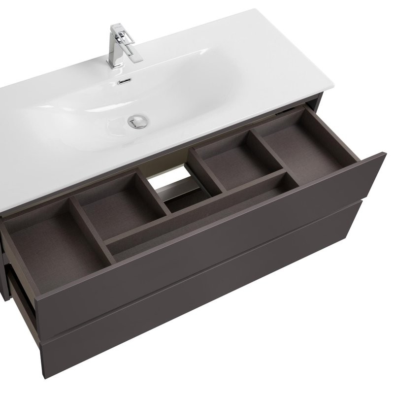 Тумба с раковиной BelBagno Kraft 120 подвесная, матовая темно-серая, раковина bb-8099-120