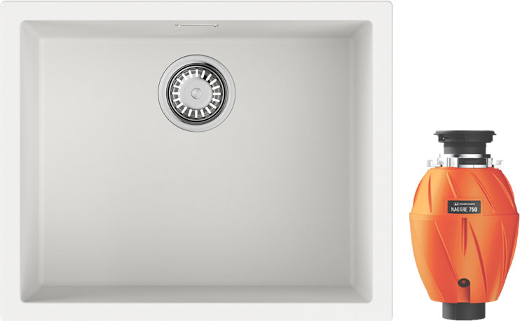 Комплект Мойка Omoikiri Yamakawa 55T-U/I-WH белая + Измельчитель Nagare 750