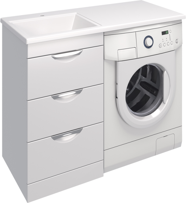 Тумба с раковиной Emmy 120 левая, 3 ящика, белая