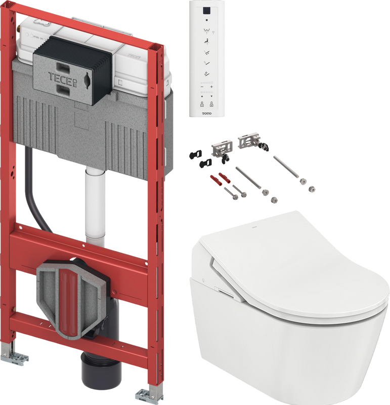 Комплект Унитаз подвесной Toto RP CW542ERY безободковый + Крышка Washlet RX TCF894CG#NW1 с дистанционным управлением + Инсталляция TECE Profil + Крепления TECEprofil 9380014