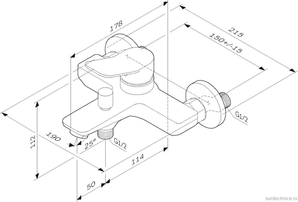 Душевая стойка AM.PM Gem F0790022 + Смеситель для ванны с душем AM.PM X-Joy F85A10022
