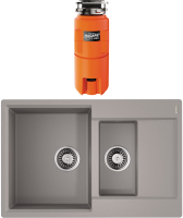 Комплект Мойка Omoikiri Daisen 78-2T-GR leningrad grey + Измельчитель Nagare slim 1250