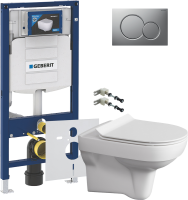 Комплект Унитаз подвесной Cersanit City Clean On DPL EO slim + Крепления Geberit Duofix 111.815.00.1 к стене + Звукоизоляция + Инсталляция UP 320 111.300.00.5 + Кнопка Sigma 01 115.770.JQ.5 лакированная, матовый хром