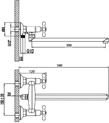 Смеситель с длинным изливом для ванны D-lin 807-F D143807-F хром