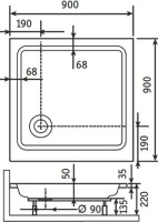 Поддон для душа RGW Style KV x5 90x90 с сифоном