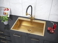 Комплект Мойка Paulmark Kroner PM217551-BG брашированное золото + Измельчитель Bone Crusher BC 810-SL Slim Line