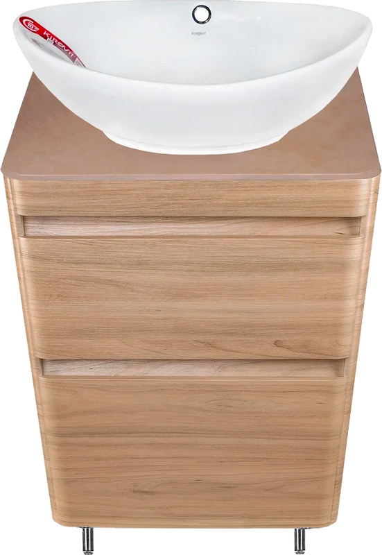 Тумба с раковиной Style Line Атлантика 60 Люкс Plus, напольная, ясень перламутр, бежевая светлая