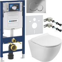 Комплект Унитаз подвесной BelBagno Sfera-r BB046CH-TOR безободковый + Крышка Piano BB2111SC с микролифтом + Инсталляция Geberit Duofix UP 320 111.300.00.5 + Кнопка Sigma 01 115.770.21.5 хром + Крепления 111.815.00.1 к стене + Звукоизоляция