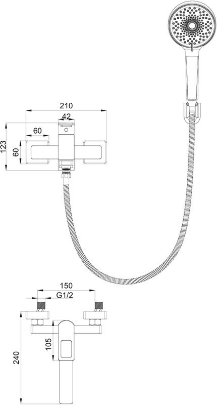 Смеситель для ванны с душем Wonzon & Woghand Frame WW-88639010-BG брашированное золото