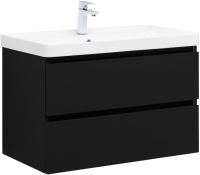 Тумба под раковину без столешницы Aquanet Вега 2.0 80 подвесная, черная матовая