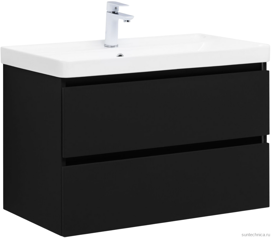 Тумба под раковину без столешницы Aquanet Вега 2.0 80 подвесная, черная матовая
