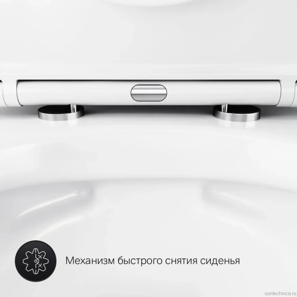 Комплект Унитаз подвесной AM.PM Sense C741701SC безободковый, с микролифтом + Инсталляция TECE Now 9400412 4 в 1 с кнопкой смыва