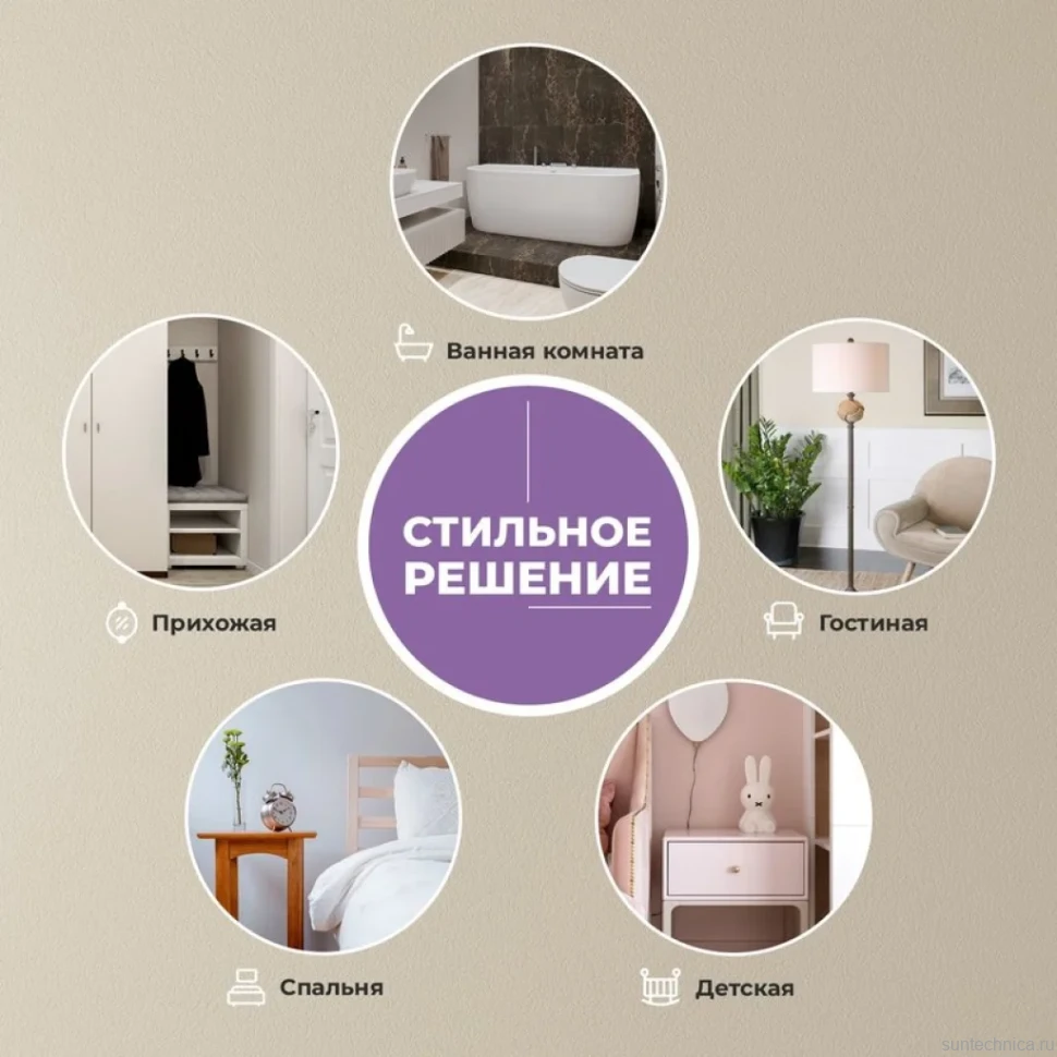 Зеркало круглое Wellsee 7 Rays’ Spectrum 100 черное матовое