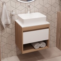 Тумба с раковиной Teymi Ritta 55 дуб эврика, матовая белая, раковина Helmi S 48