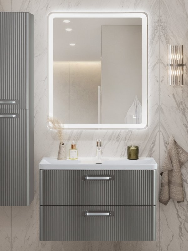 Мебель для ванной комнаты BelBagno Due 80 ручки хром полированный, сатин