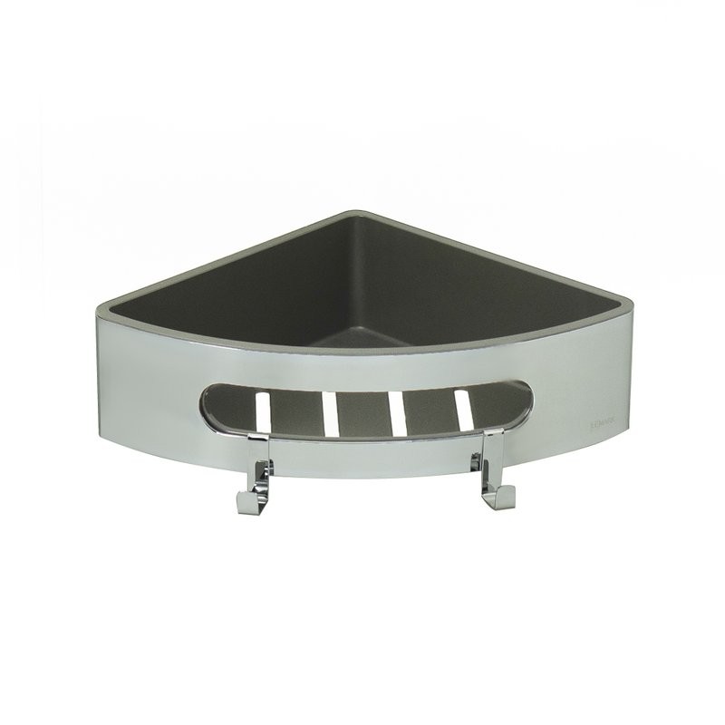 Полка Lemark SHELF LINE 9771046 с крючками, угловая, хром/графит