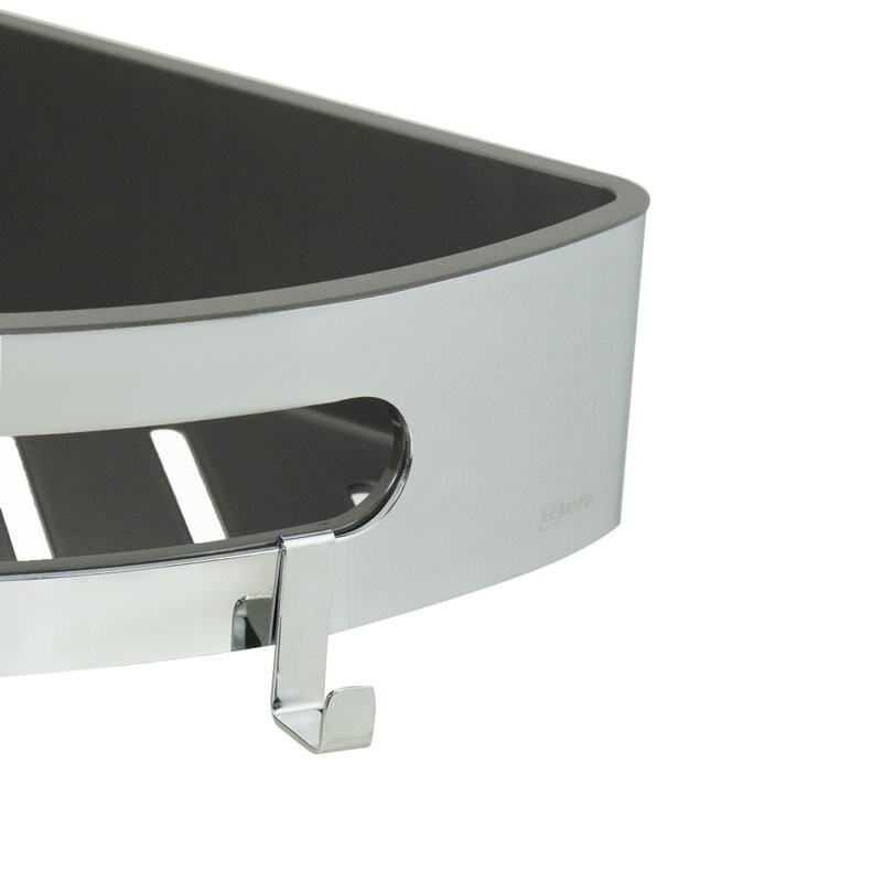 Полка Lemark SHELF LINE 9771046 с крючками, угловая, хром/графит