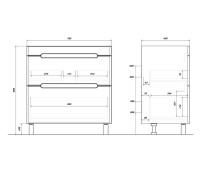 Тумба с раковиной SanStar Diva 80 напольная, дуб вотан, графит софт, раковина Como