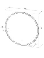 Зеркало круглое CONTINENT Led Lumina 80х80 см, бесконтактный сенсор, с холодной подсветкой