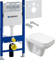 Комплект Унитаз подвесной STWORKI Дублин SETK3504-0605-001-1-6000 с микролифтом + Инсталляция Geberit Duofix Delta 458.149.21.1 с кнопкой смыва, хром + Звукоизоляция