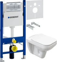 Комплект Унитаз подвесной STWORKI Дублин SETK3504-0605-001-1-6000 с микролифтом + Инсталляция Geberit Duofix Delta 458.149.21.1 с кнопкой смыва, хром + Звукоизоляция