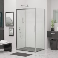 Душевой уголок RGW Leipzig LE-12+80 см (147-151)x80x195 профиль хром, стекло прозрачное