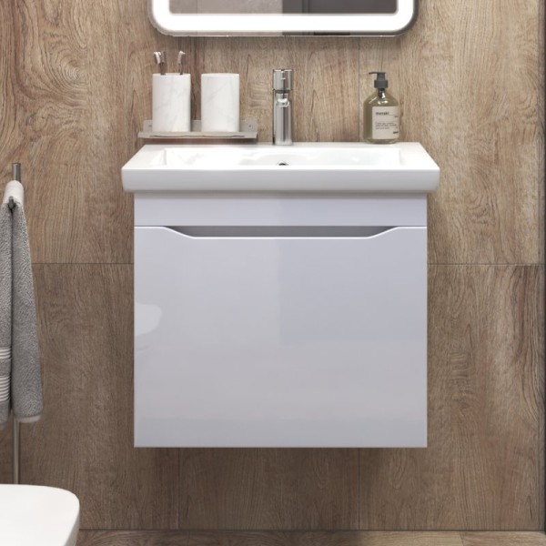 Тумба с раковиной Vigo Grani 60 подвесная, белая, раковина Como 60