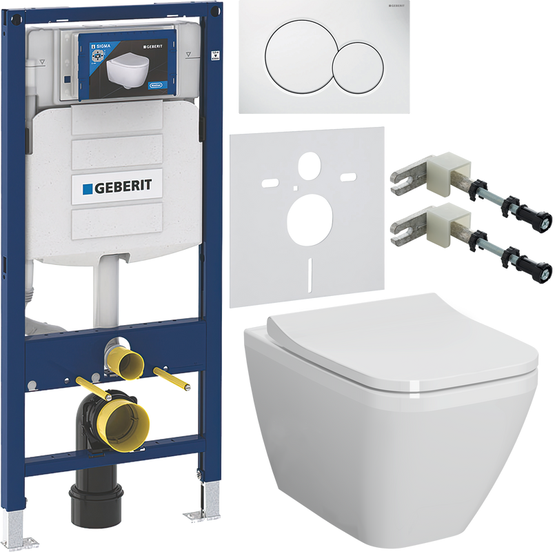 Комплект Унитаз подвесной VitrA Integra Square 7082B003-0075 + Крышка Integra Square 191-003-009 с микролифтом + Инсталляция Geberit Duofix UP 320 111.300.00.5 + Кнопка Sigma 01 115.770.11.5 белая + Крепления 111.815.00.1 к стене + Звукоизоляция