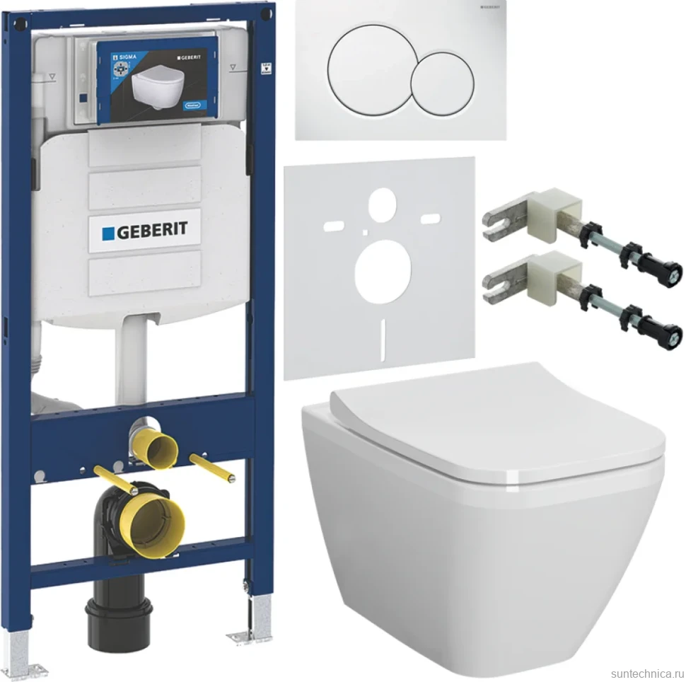 Комплект Унитаз подвесной VitrA Integra Square 7082B003-0075 + Крышка Integra Square 191-003-009 с микролифтом + Инсталляция Geberit Duofix UP 320 111.300.00.5 + Кнопка Sigma 01 115.770.11.5 белая + Крепления 111.815.00.1 к стене + Звукоизоляция