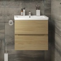 Тумба с раковиной Art&Max Techno подвесная, 60, дуб мадейра янтарь