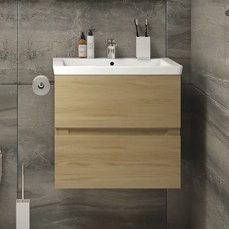 Тумба с раковиной Art&Max Techno подвесная, 60, дуб мадейра янтарь