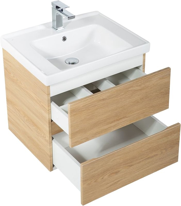 Тумба с раковиной Art&Max Techno подвесная, 60, дуб мадейра янтарь