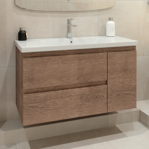 Тумба под раковину без столешницы Caprigo Forte 100 R подвесная, светлый орех