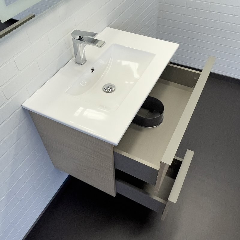 Тумба с раковиной Comforty Тургояк 75 подвесная, светлый дуб