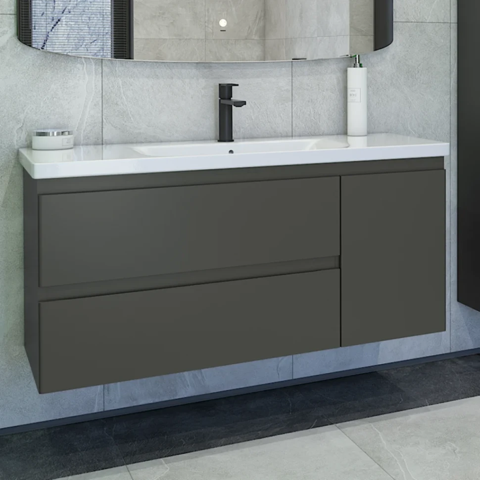 Тумба с раковиной Caprigo Forte 120 R подвесная, графит
