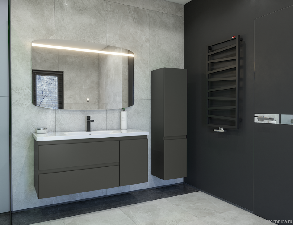 Тумба с раковиной Caprigo Forte 120 R подвесная, графит