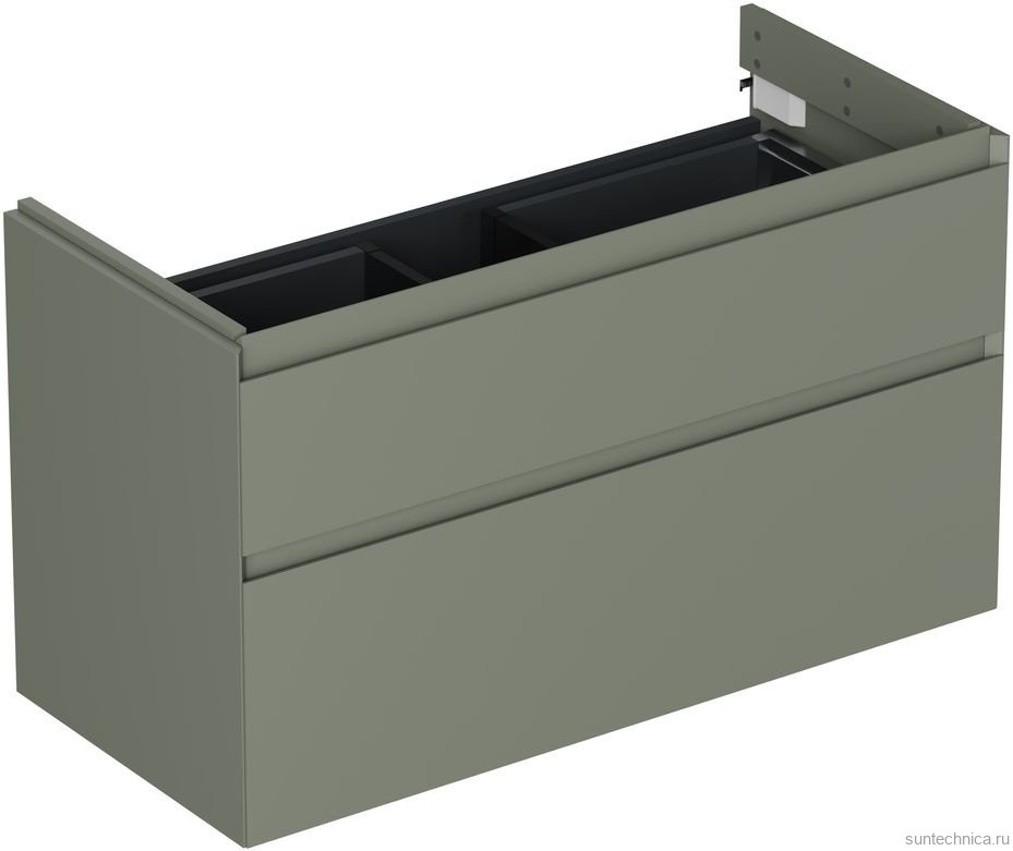 Тумба с раковиной Allen Brau Infinity 100 2 ящика, матовая олива, столешница бежевая, раковина Fantasy Oval 55