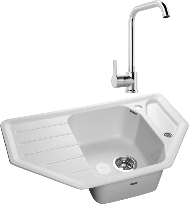 Комплект Мойка GranFest Corner C-800 E иней + Смеситель MEGA Ege MG-PL10 хром