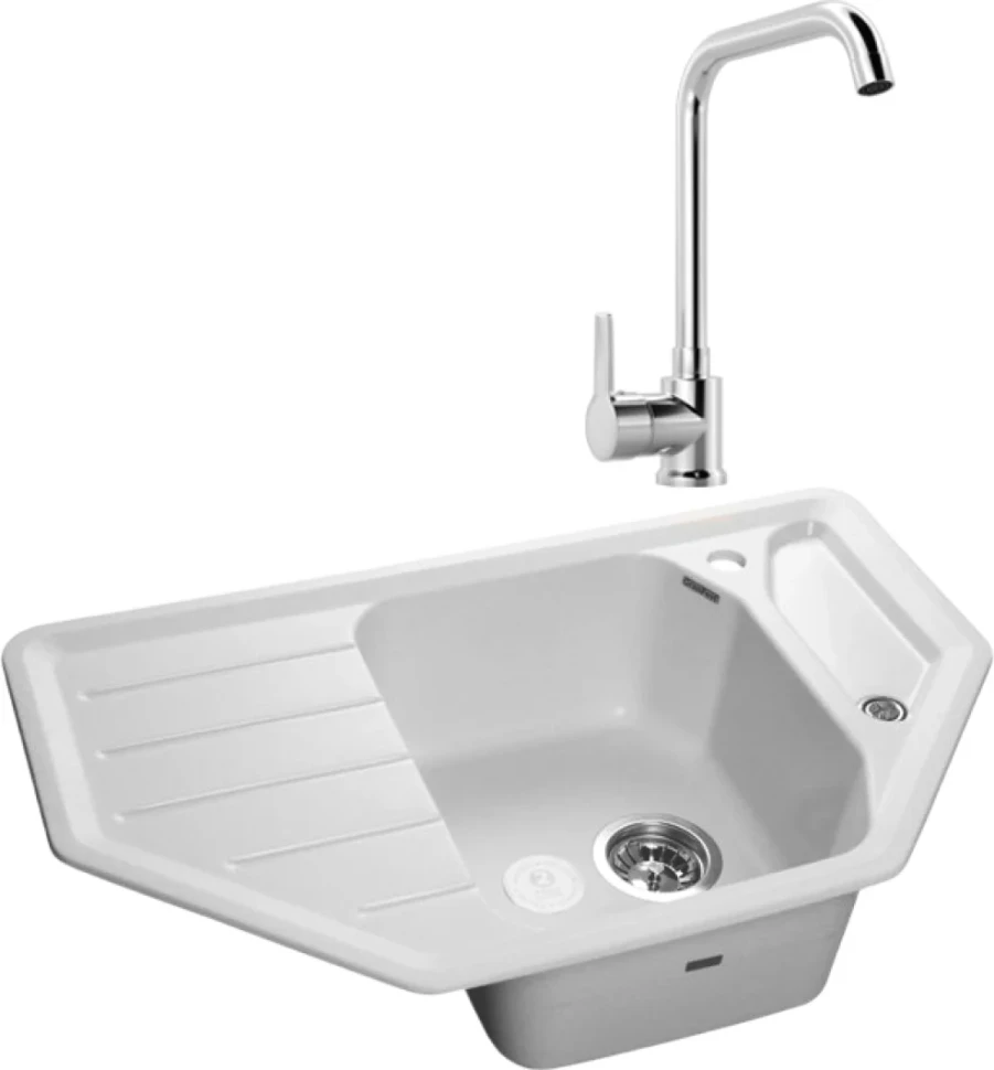 Комплект Мойка GranFest Corner C-800 E иней + Смеситель MEGA Ege MG-PL10 хром