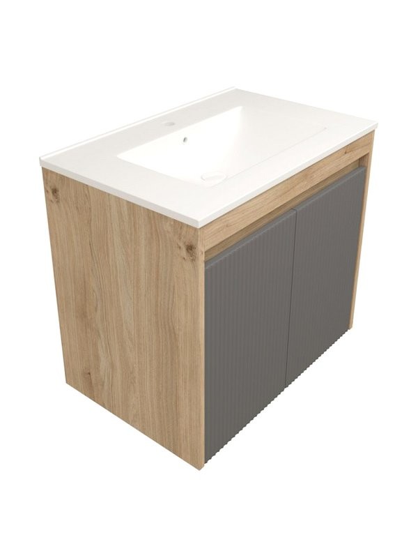 Тумба с раковиной Teymi Netta 70 дуб, графит волна